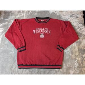VINTAGE Wisconsin Badgers Sweatshirt Mens XL Red Rose Bowl Crewneck NCAA Cadre